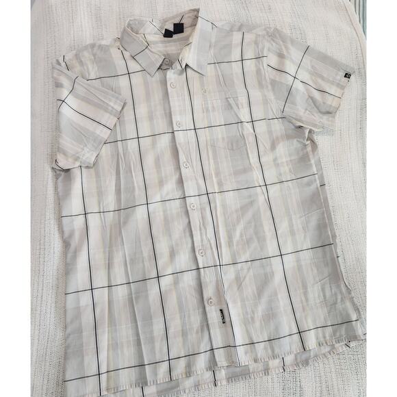 Rusty Men’s XXL Plaid Short Sleeve Shirt – White Black Y2K Surf Style - Picture 1 of 9